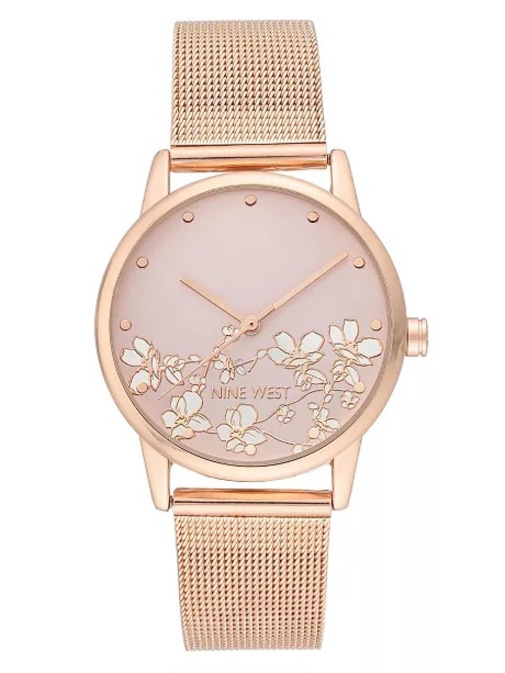 Women's Quartz Rose Gold-Tone Stainless Steel Mesh Band and Flower Watch, 35mm